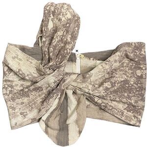 Just Bee Queen Sol Crop Top One Shoulder Printed‎ Top Taupe Size XS